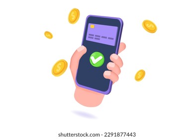 Payment approved concept. 3d realistic vector illustration.