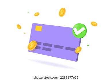 Payment approved concept. 3d realistic vector illustration.