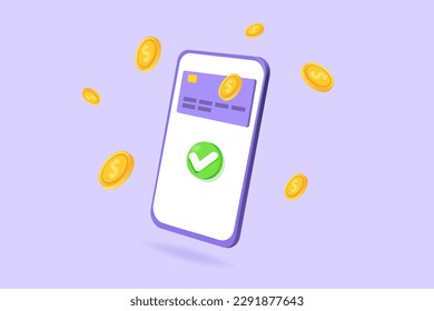 Payment approved concept. 3d realistic vector illustration.
