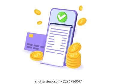 Payment approved concept. 3d realistic vector illustration.
