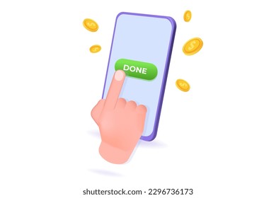Payment approved concept. 3d realistic vector illustration.