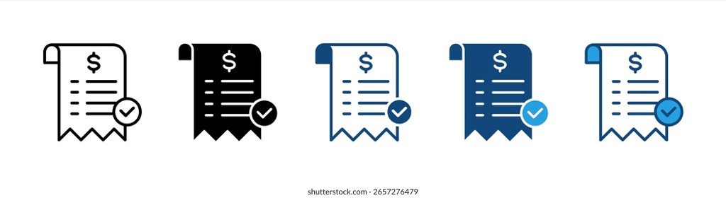 Pagamento Aprovado ícone definir coleção de vários estilos