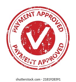 Payment approved rubber seal stamp, texture print. Vector illustartion. Payment sign, accept trade tag, bussines label, paid document, accepted stamp letter, post package, office finance