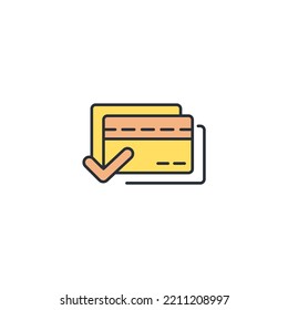 Payment approved thin line icons. Vector illustration isolated on white. Editable stroke.