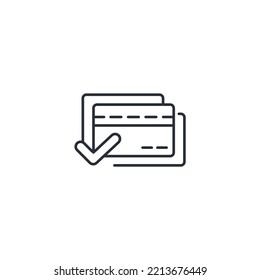 Payment approved thin line icons. Vector illustration isolated on white. Editable stroke.