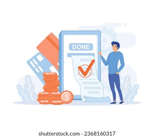 Payment Aproved, Online Card Payment Concept ,Easy Payments.  Money transfer, Mobile Wallet , flat vector modern illustration