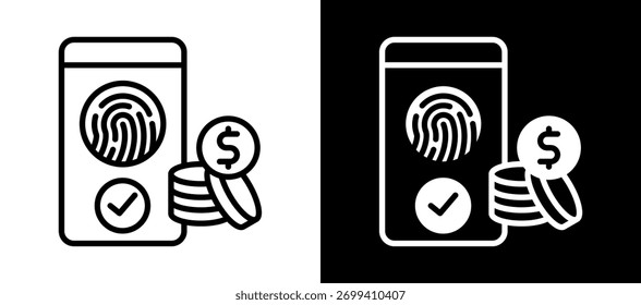 Ícone de Autenticação de Pagamento branco Ilustração de Vetor preto