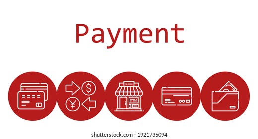 payment background concept with payment icons. Icons related shop, wallet, currency, credit card