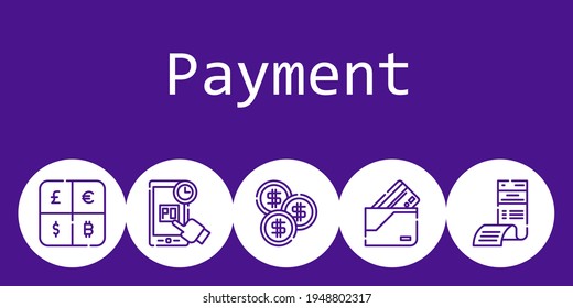 payment background concept with payment icons. Icons related online shopping, wallet, bill, currency, coin