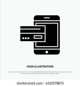 Payment, Bank, Banking, Card, Credit, Mobile, Money, Smartphone solid Glyph Icon vector