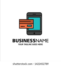 Payment, Bank, Banking, Card, Credit, Mobile, Money, Smartphone Business Logo Template. Flat Color