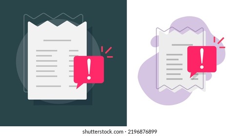 Payment bill fraud notice icon vector illustrated, pay receipt fail error reminder, expired overdue caution alert invoice, urgent important declined notification money transaction graphic