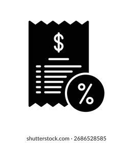 Payment bill icon with discount