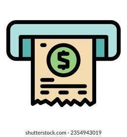 Payment bill icon outline vector. Money freedom. Work free color flat