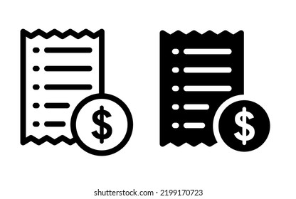 Payment and bill invoice icon. Invoice bill document icons. Transaction paper list symbol. Invoice line icon. Order list. vector illustration.