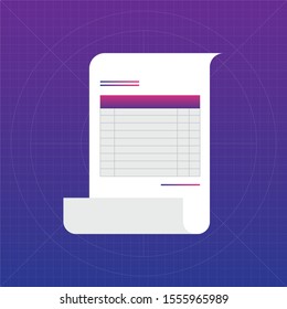 Payment and bill invoice. Order symbol concept. Tax sign design. Paper bank document icon. Vector invoice icon.