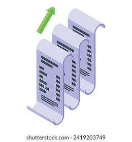 Icono de papel de la factura de pago vector isométrico. Ganancia corporativa. Aumento del proceso