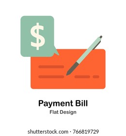 Payment Bill with pen Flat vector Illustration