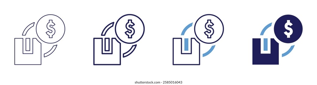 Payment billing integration icon in 4 different styles. Thin Line, Line, Bold Line, Duotone. Duotone style. Editable stroke.