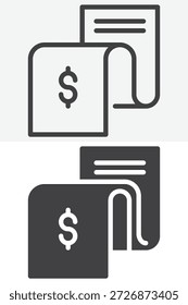 Conjunto de iconos de Factura de pago y facturación en diferentes estilos. Línea, contorno y símbolo de Vector de icono sólido y símbolo con trazo editable. Icono de Factura para financiación de facturación.