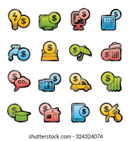 payment of  bills icons - vector icon set