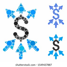 Payment broker composition of round dots in different sizes and color tinges, based on payment broker icon. Vector round elements are organized into blue composition.