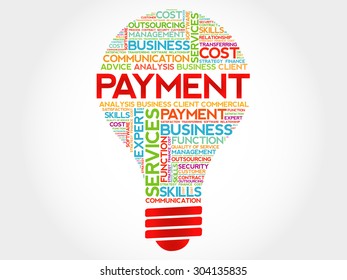 Payment bulb word cloud, business concept