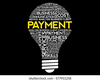 Payment bulb word cloud, business concept