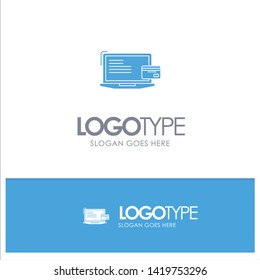 Payment, Business, Computer, Credit Card, Online Payment Blue Solid Logo with place for tagline