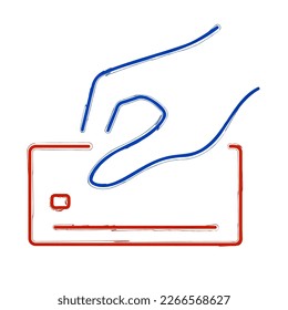 payment by card brush on white background, vector illustration.