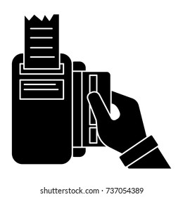 payment by card icon, vector illustration, black sign on isolated background