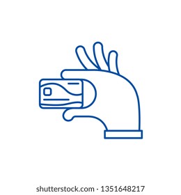 Payment by card line icon concept. Payment by card flat  vector symbol, sign, outline illustration.