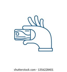 Payment by card line icon concept. Payment by card flat  vector symbol, sign, outline illustration.