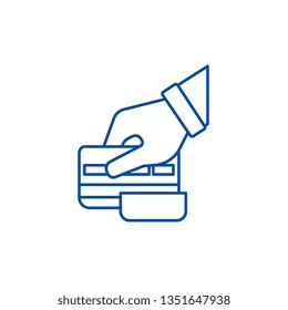Payment by card sign line icon concept. Payment by card sign flat  vector symbol, sign, outline illustration.