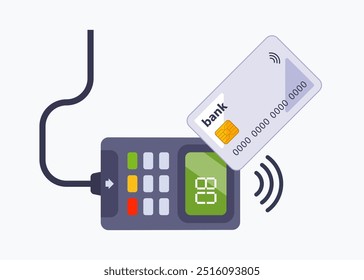 payment by card using a payment terminal. cashless payment.