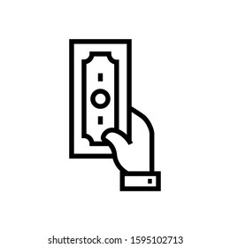 Payment by cash icon simple flat outline illustration.
