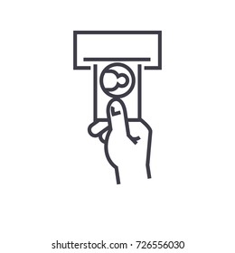 payment by cash vector line icon, sign, illustration on background, editable strokes