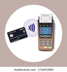 Payment by credit card POS terminal is wireless in one touch. The concept of NFC payment.