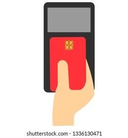 Payment by credit card in the terminal vector graphics