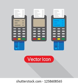 Payment By Credit Card Using Pos Terminal Icon Vector Illustration Eps10