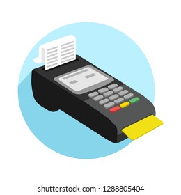 Payment by credit card using POS terminal Icon. Vector Illustration