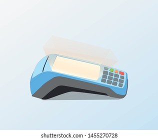 Payment by credit card using POS terminal illustration in horizontal view