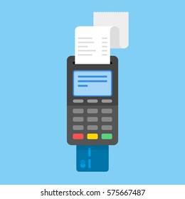 Payment by credit card using POS terminal. Flat illustration.