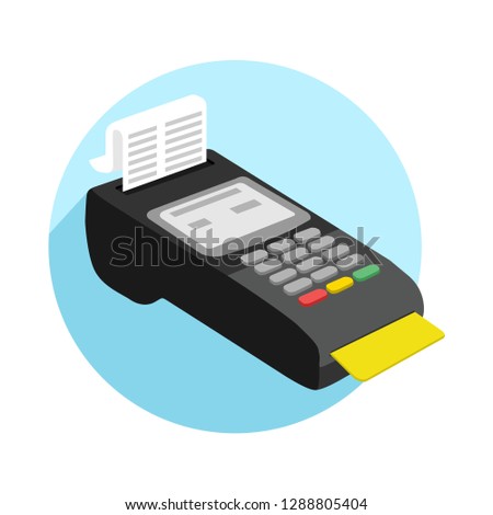 Payment by credit card using POS terminal Icon. Vector Illustration