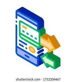Payment By Mobile Phone vector isometric sign. color isolated symbol illustration