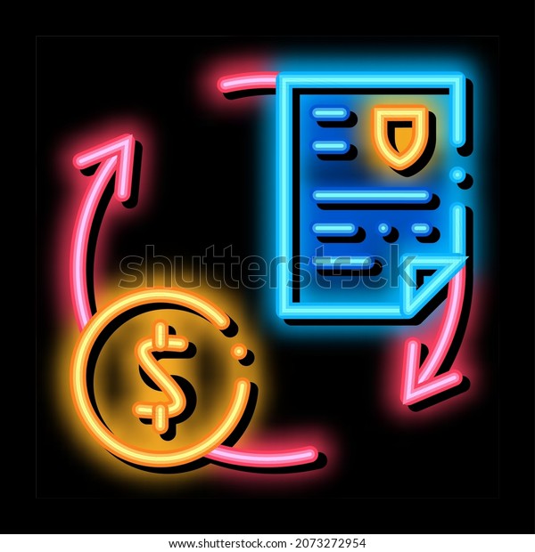 payment by money for\
security services neon light sign vector. Glowing bright icon\
payment by money for security services sign. transparent symbol\
illustration