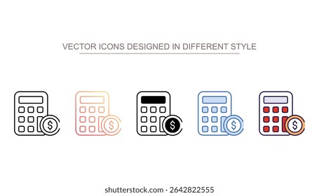 Diseño de icono de cálculo de pago con fondo blanco Ilustración de stock