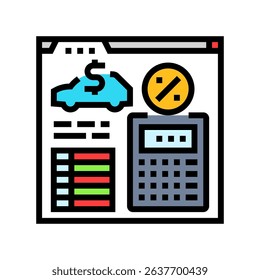 payment calculator car dealership color icon vector. payment calculator car dealership sign. isolated symbol illustration