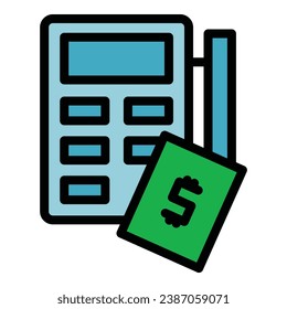 Payment calculator icon outline vector. Income credit. Money contract color flat