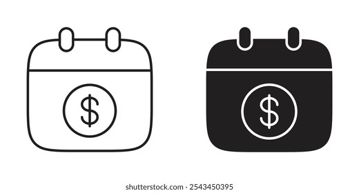 Payment Calendar Icon with Dollar Sign for Due Date Reminders